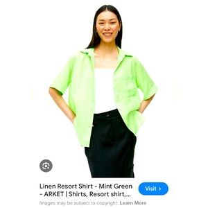 ARKET mint green linen button up - XS